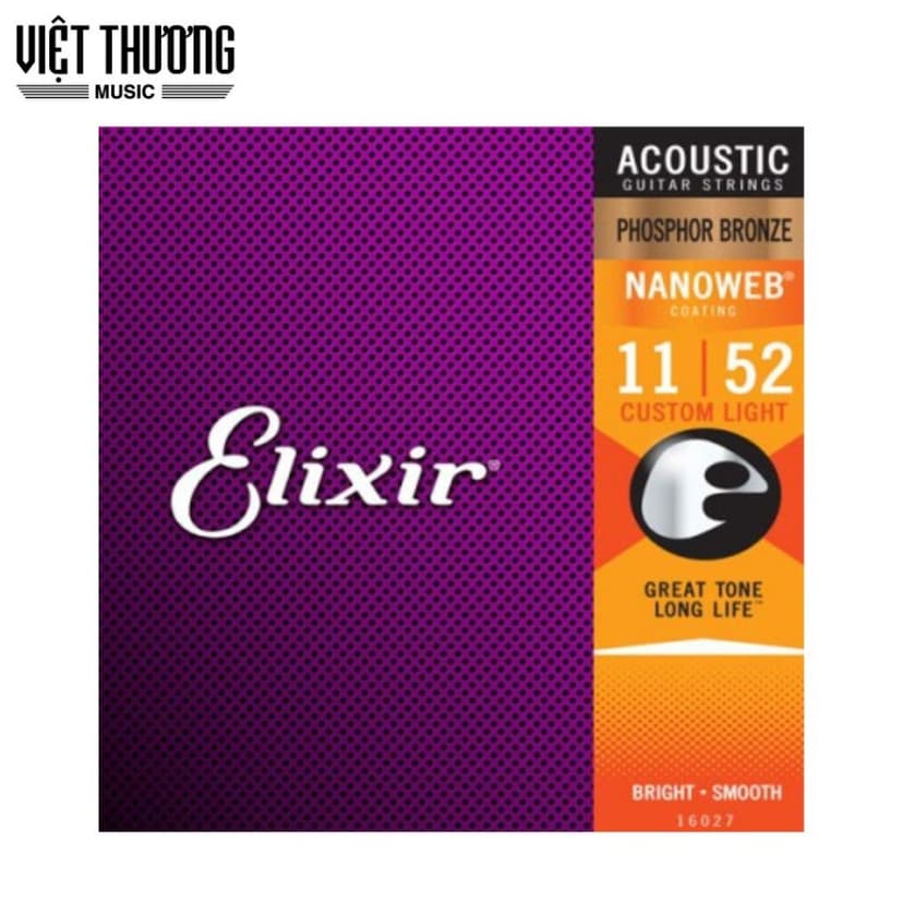 Ảnh Dây đàn guitar, dây đàn thay thế elixir phosphor bronze NANOWEB® Custom Light (.011-.052) 3313216027 - Việt Thương Music 2