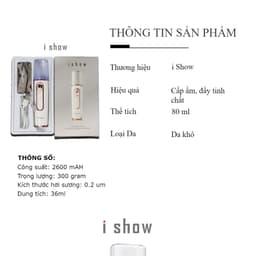 Thumbnail Máy Phun Khoáng Tạo Ion I SHOW Cấp Ẩm Đưa Dưỡng Chất Thấm Sâu Vào Da Giúp Da Ngậm Nước Và Ẩm Mịn 4