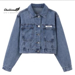 Thumbnail Áo khoác jean nữ lửng crotop Hàn quốc form rộng Chollima AK315 phong cách cá tính 3