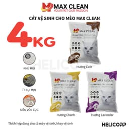 Thumbnail Cát Vệ Sinh Cho Mèo, Cát Mèo Max Clean 4Kg Đất Sét - HeLiCorp 1