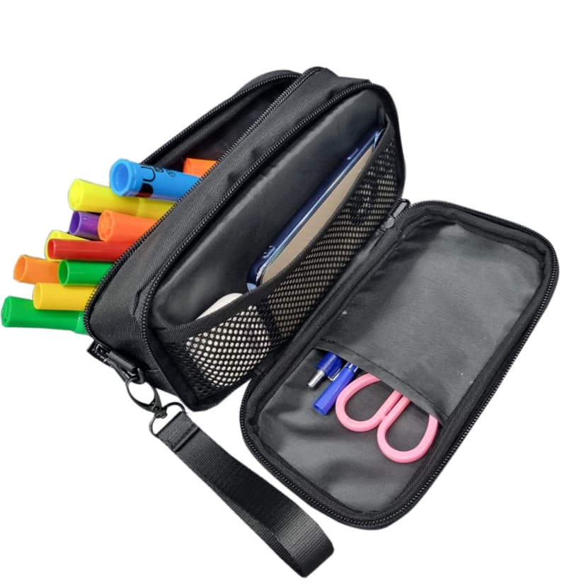 Ảnh Bóp đựng bút viết, mỹ phẩm, phụ kiện TROY Virgo size 22cm nhiều ngăn, chất vải bố pvc chống thấm 1