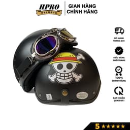 Thumbnail Mũ bảo hiểm nửa đầu Sundy Helmet, họa tiết One Piece , cá tính, an toàn, kèm kính phi công, uv, freesize(55-59cm) 1