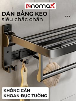 Thumbnail Kệ nhà tắm Enomax treo khăn phòng tắm dán tường. Nhôm hàng không cao cấp, dày dặn, chống gỉ. Bảo Hành 10 Năm (Eno 0134) 4