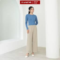 Thumbnail Áo croptop nữ tay dài cài nút KAMONG chất liệu thun tăm A149 2