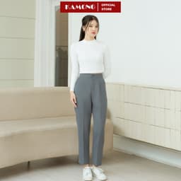 Thumbnail Áo thun nữ croptop tay dài cổ cao KAMONG chất liệu thun tăm A150 2