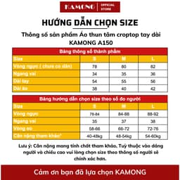 Thumbnail Áo thun nữ croptop tay dài cổ cao KAMONG chất liệu thun tăm A150 1