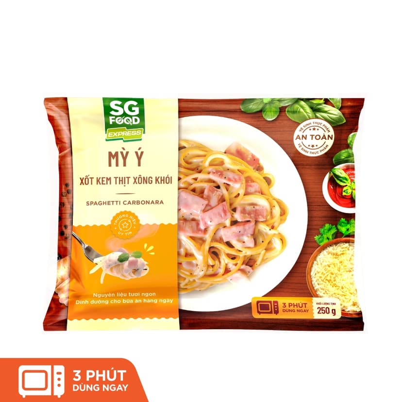 Ảnh Combo 4 Mỳ Ý SG Food 250g xốt bò bằm, xúc xích, xốt kem thịt xông khói, xốt kem cá hồi 3