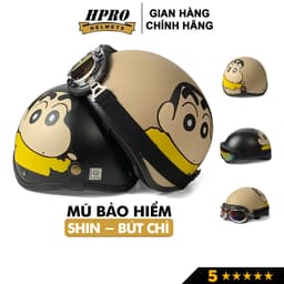 Thumbnail Nón bảo hiểm nửa đầu Hpro helmet tem Shin-Cậu bé bút chì, freesize (55-59cm), kèm kính phi công, uv 1