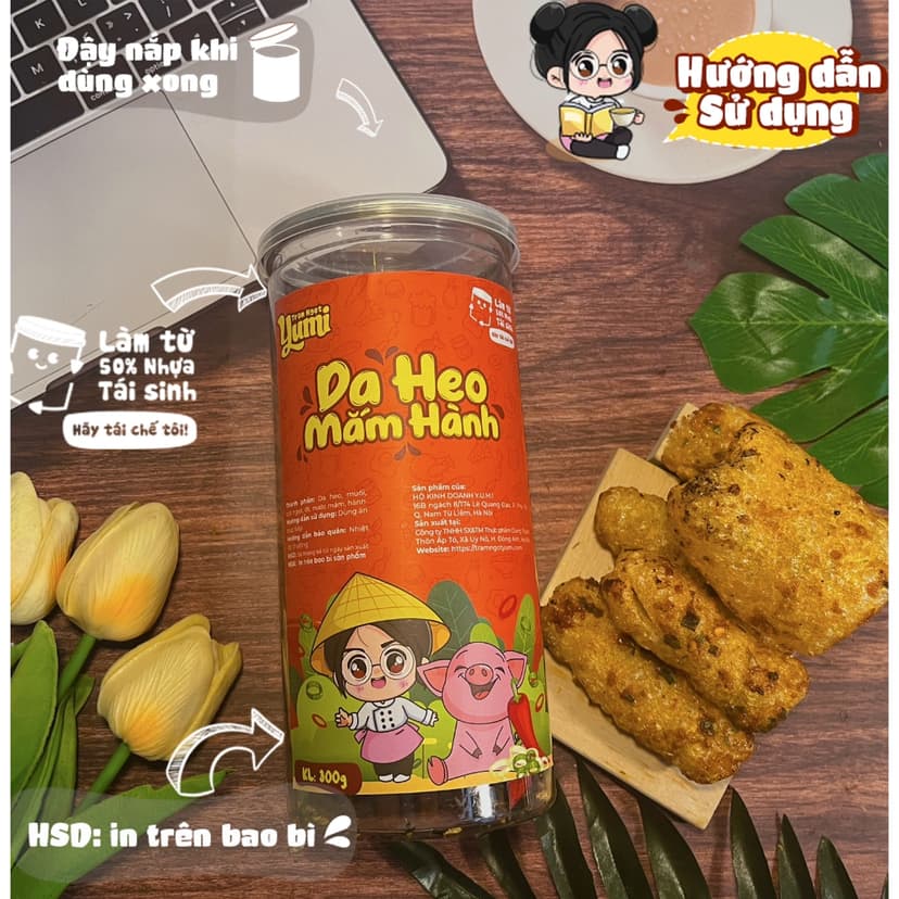 Ảnh Da heo mắm hành Trạm ngọt Yumi đồ ăn vặt thịt khô thơm ngon an toàn vệ sinh 3