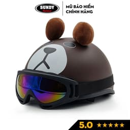 Thumbnail Mũ bảo hiểm nửa đầu 1/2 chính hãng SUNDY Helmets, họa tiết thời trang, có tai cá tính, kèm kính UV, Phi Công 2