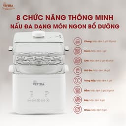 Thumbnail Nồi Nấu Chậm Đa Năng VIFIBA Kèm Hấp, 8 Chức Năng Nấu, Nồi Cho Bé Ăn Dặm, Nấu Cháo, Hầm, Hấp,....VE12 4