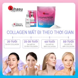 Thumbnail Combo bột Kihasu collagen peptide: giúp sáng da, trắng da bạn, mờ nám sạm đốm nâu trên da 3