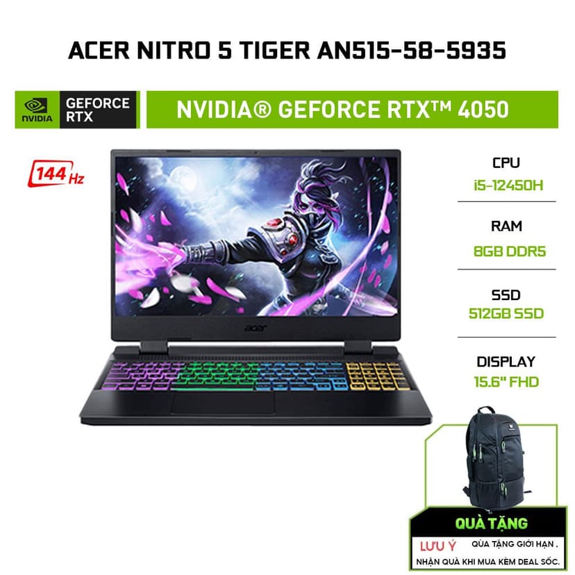 Ảnh Acer Nitro 5 Tiger AN515-58-5935 – Laptop gaming chuẩn chiến binh, i5 Gen 12, RTX 4050 2