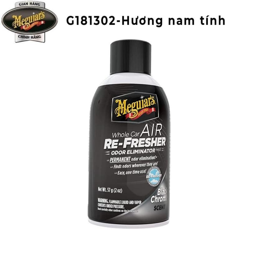 Ảnh Khử mùi, diệt khuẩn nội thất ô tô hương nam tính - Meguiar's Air Refesher Black Chrome, G181302, 57g 1