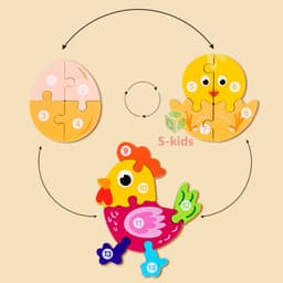 Thumbnail Đồ chơi ghép hình cho bé bằng gỗ, bộ lắp ráp sơ đồ tăng trưởng động vật 1