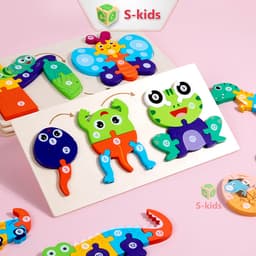 Thumbnail Đồ chơi ghép hình cho bé bằng gỗ, bộ lắp ráp sơ đồ tăng trưởng động vật 3