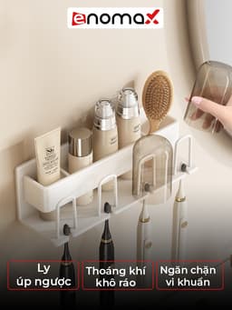 Thumbnail Giá đựng bàn chải đánh răng Enomax đa năng dán tường, chất liệu nhôm hàng không cao cấp, bảo hành 10 năm (Eno - 0103) 2