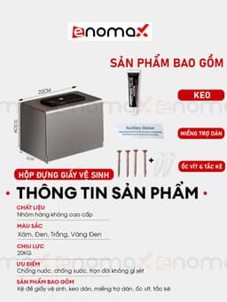 Thumbnail Hộp đựng giấy vệ sinh Enomax dán tường trong phòng tắm, chất liệu Nhôm hàng không cao cấp, Bảo Hành 10 Năm (Eno 0124) 3