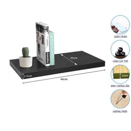Thumbnail Kệ Treo Tường Rộng 20cm, Dày 25mm Màu Đen SIB Decor Chiều Dài 60/80cm KT005 1