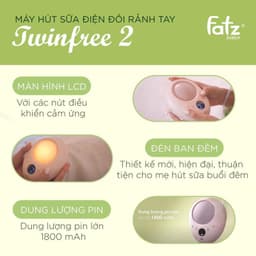 Thumbnail Máy hút sữa điện đôi rảnh tay Twinfree 2 FATZBABY FB1311SD 3 chế độ mát xa/kích thích/hút sữa 9 cấp tích kèm pin sạc 2