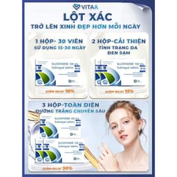 Thumbnail Viên Ngậm Trắng Da Glutathione 100mg Nhập Khẩu Italy Giảm Nám Tàn Nhang Đều Màu Toàn Thân Bảo Vệ Da Dưới Tia UV 2