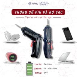 Thumbnail Máy Bắn Vít Cầm Tay Không Dây FIVO OP04, Linh Động 2 Kiểu Dáng, Tặng Kèm Dây Sạc Và 1 Đầu Vít, Nhỏ Gọn Tiện Dụng 4