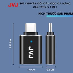 Thumbnail Bộ Chuyển Đổi Đầu Đọc Đa Năng JVJ USB Type-C HUB C1, Cổng USB TYPE C 1in1, Đầu Chuyển Đổi Cho Điện Thoại Laptop BH 2 Năm 2