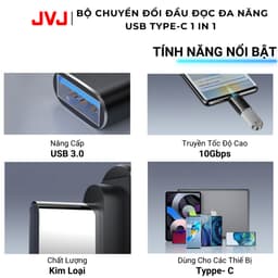 Thumbnail Bộ Chuyển Đổi Đầu Đọc Đa Năng JVJ USB Type-C HUB C1, Cổng USB TYPE C 1in1, Đầu Chuyển Đổi Cho Điện Thoại Laptop BH 2 Năm 3
