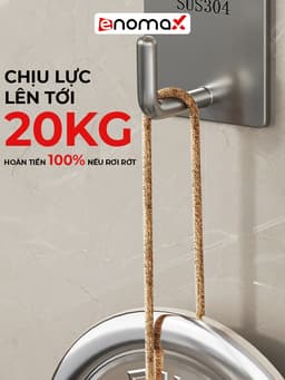 Thumbnail Móc dán tường ENOMAX chịu lực treo đồ đa năng, chất liệu Inox 304, lắp đặt không cần khoan. Bảo hành 1 năm (Eno 0207) 2