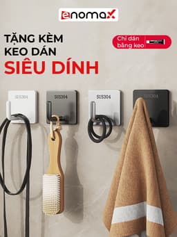 Thumbnail Móc dán tường ENOMAX chịu lực treo đồ đa năng, chất liệu Inox 304, lắp đặt không cần khoan. Bảo hành 1 năm (Eno 0207) 1