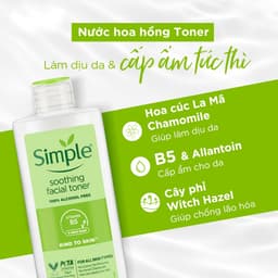 Thumbnail Nước Hoa Hồng Không Cồn, Cân Bằng Da Simple Kind To Skin Soothing Facial Toner 200ml 4
