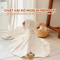 Thumbnail Áo Choàng Chống Nắng Xô Muslin IQKAO Cho Bé 0-3 Tuổi Kèm Kính Chống Bụi, Thoáng Mát, Đa Năng 4 Mùa (3-14kg) 2