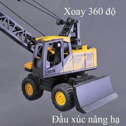 Thumbnail Đồ chơi mô hình xe cẩu ủi tự hành KAVY chạy đà 4 bánh xe móc nâng hạ xoay 360 độ 1