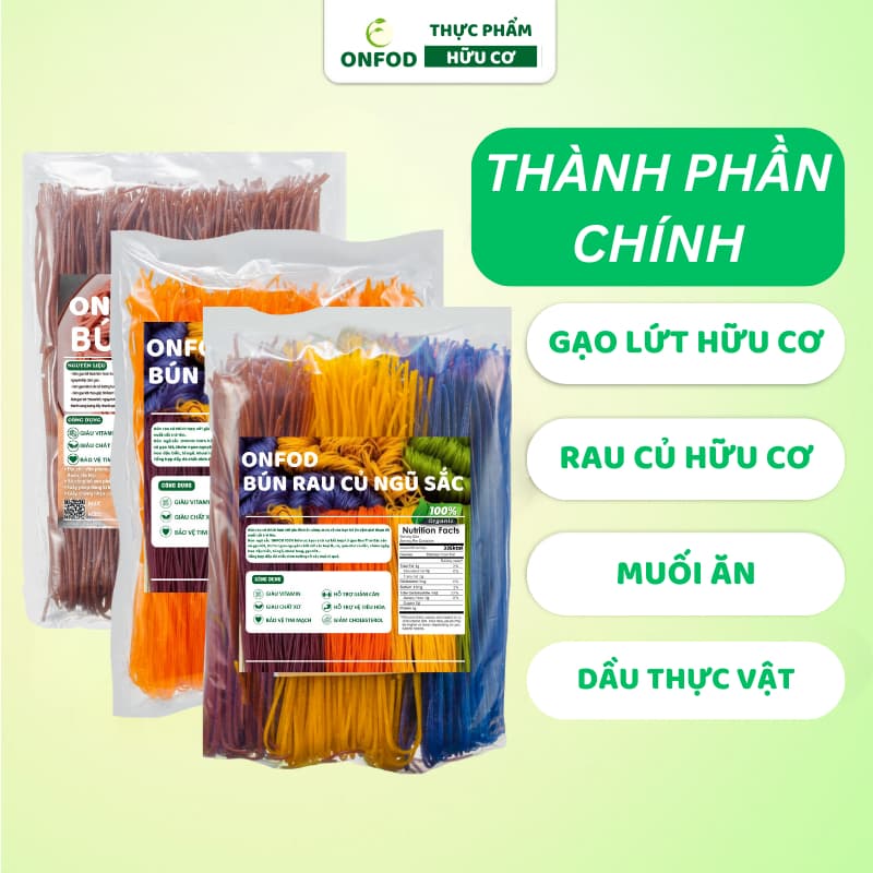 Ảnh Bún khô gạo lứt, bún rau củ ngũ sắc hữu cơ ONFOD ăn kiêng giảm cân healthy food eat clean cho bé ăn dặm 2