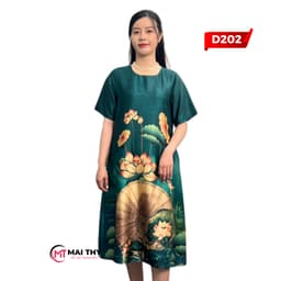 Thumbnail Đầm Trung Niên Thiết Kế MAI THY, Mẫu Váy Suông Tặng Mẹ Đi Tiệc Sang Trọng Ngắn Tay Chất Lụa Latinh | Thời Trang Nữ U50 3