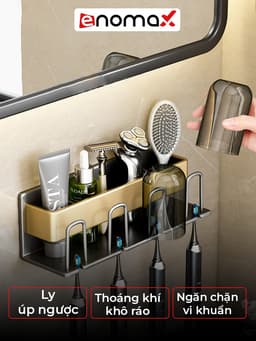 Thumbnail Kệ để bàn chải đánh răng Enomax dán tường, chất liệu nhôm hàng không chịu lực cực tốt, bảo hàng 10 năm ( Eno 0104) 4