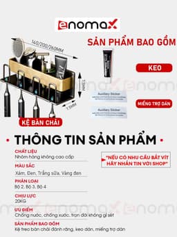 Thumbnail Kệ để bàn chải đánh răng Enomax dán tường, chất liệu nhôm hàng không chịu lực cực tốt, bảo hàng 10 năm ( Eno 0104) 3
