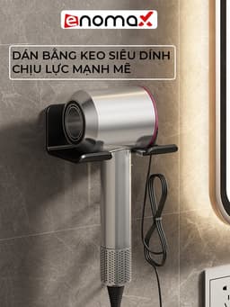 Thumbnail Giá treo máy sấy tóc Enomax dán tường chắc chắn, chất liệu nhôm hàng không chống gỉ sét, bảo hành 10 năm (Eno 0116) 3