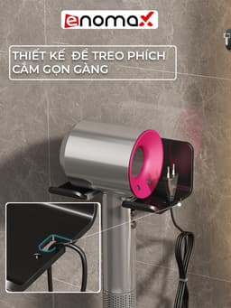 Thumbnail Giá treo máy sấy tóc Enomax dán tường chắc chắn, chất liệu nhôm hàng không chống gỉ sét, bảo hành 10 năm (Eno 0116) 4
