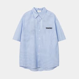 Thumbnail Áo Sơ Mi Tay Ngắn Kẻ Sọc Teelab Graffiti Unisex Form Oversize Local Brand màu Xanh SS049 1