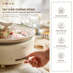 Thumbnail Nồi Lẩu Điện Đa Năng 5L Bear Chiên Xào Nấu Đế Tách Rời Sôi Nhanh Tiết Kiệm Điện Nhiệt Tỏa Đều Siêu Chống Dính NL05F 3
