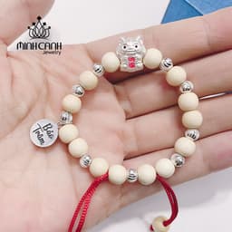 Thumbnail Vòng Dâu Tằm Mix Con Giáp Và Bi Bạc Khắc Tên Cho Bé - Minh Canh Jewelry 3
