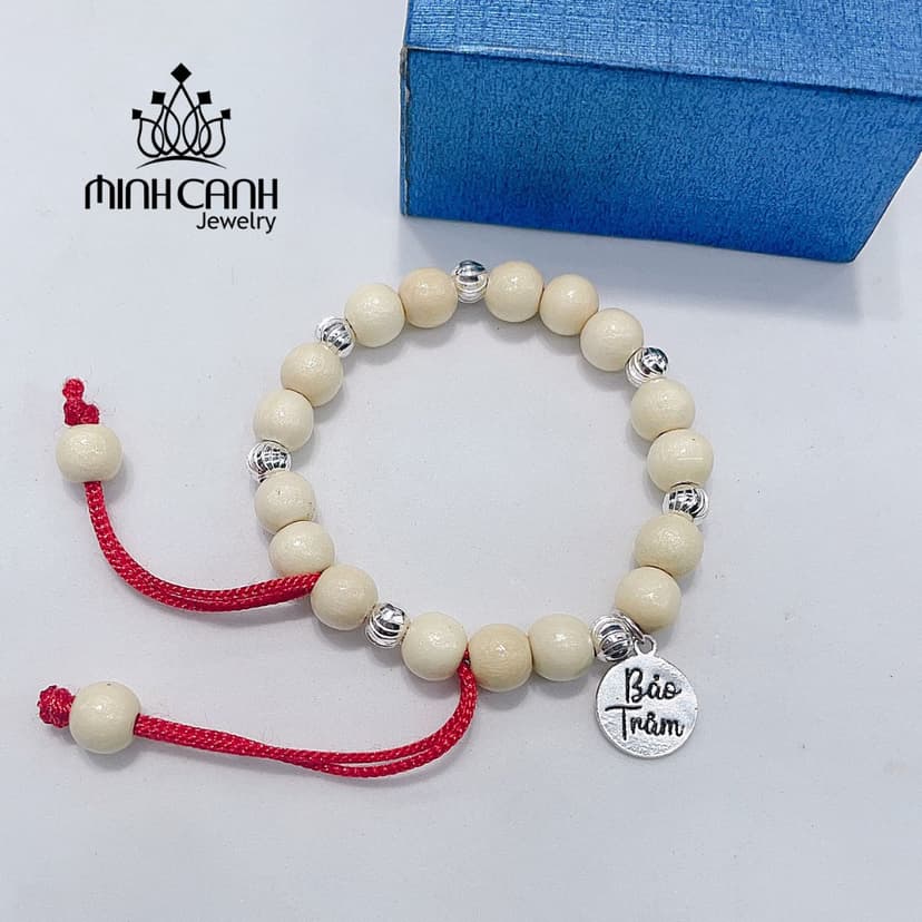 Ảnh Vòng Dâu Tằm Bạc Mix Thẻ Tên, Khắc Tên Cho Bé - Minh Canh Jewelry 3