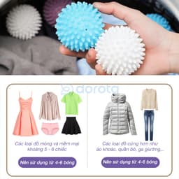 Thumbnail Bóng giặt quần áo cao cấp DOROTA chống nhăn, rối quần áo chất liệu silicon mềm không gây hỏng quần áo BGQA 2
