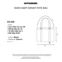 Thumbnail Túi Tote Jean DAPPERANDMORE Có Khóa Kéo Chất Denim Dày Dặn Thiết Kế Tối Giản - Túi TOTE Bag Denim 3