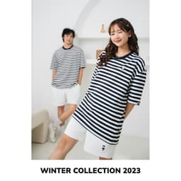 Thumbnail Áo thun Form rộng NOAM Striped 100% Cotton - Kẻ ngang xanh navy - trắng 4