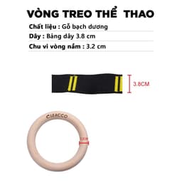 Thumbnail Vòng Treo Tập Gym Cleacco – Gymnastic Rings Có Vạch Đo, Khóa Cài Chắc, Dụng Cụ Tập Thể Lực Tại Nhà ,bảo hành chính hãng 4