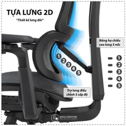 Thumbnail Ghế văn phòng công thái học Nghiafurniture Lumbar full tính năng bá đạo, lưới Wintex, Piston class 4 2