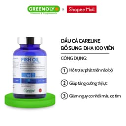 Thumbnail Viên Uống Dầu Cá CareLine Bổ Sung Dầu Cá Tự Nhiên, DHA, Cải Thiện Trí Nhớ, Sáng Mắt Fish Oil 1000mg 100 Viên 3