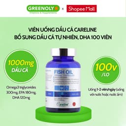 Thumbnail Viên Uống Dầu Cá CareLine Bổ Sung Dầu Cá Tự Nhiên, DHA, Cải Thiện Trí Nhớ, Sáng Mắt Fish Oil 1000mg 100 Viên 4